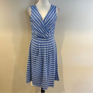 Lands'‎ End Blue Striped Sleeveless mini Dress size medium